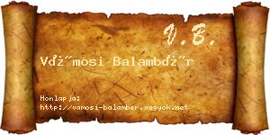 Vámosi Balambér névjegykártya